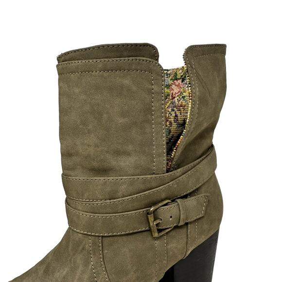 Qupid Convertible Tapestry Ankle Boots Women SZ 7 Block Heel Tapestry Boho Chic - Picture 3 of 13